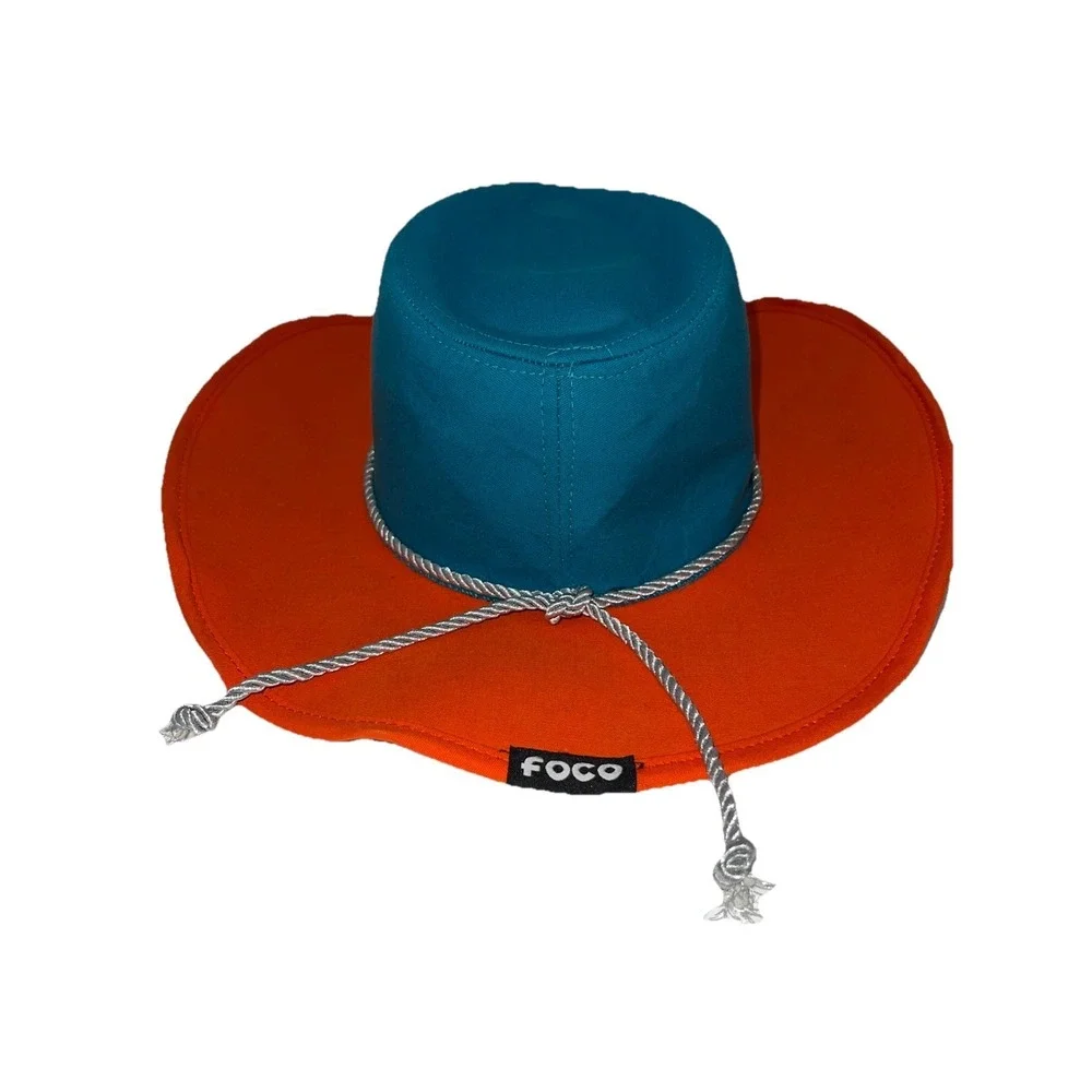 (/5)MIAMI DOLPHINS FOCO TWO TONE COWBOY HAT - AQUA/ORANGE